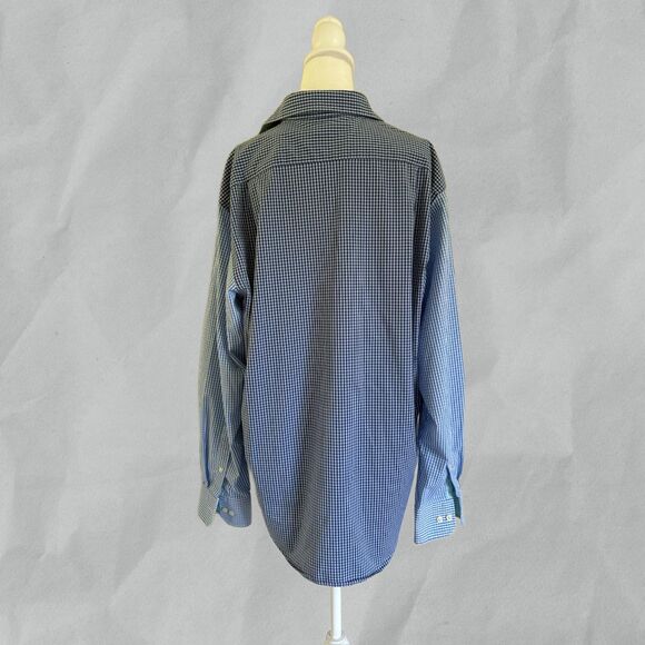 Men's Izod Shirt Long Sleeve Button Down Blue Teal Checkered Size LG - Picture 2 of 5